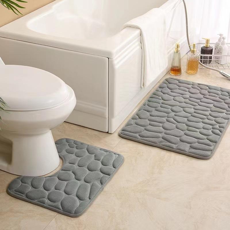 Home Toilet Bathroom Design - 1/2 Piece Grey Bathroom Rug Set