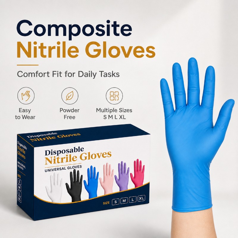 Home Bathroom Colors - 80PCS Boxed Blue Composite Nitrile Gloves