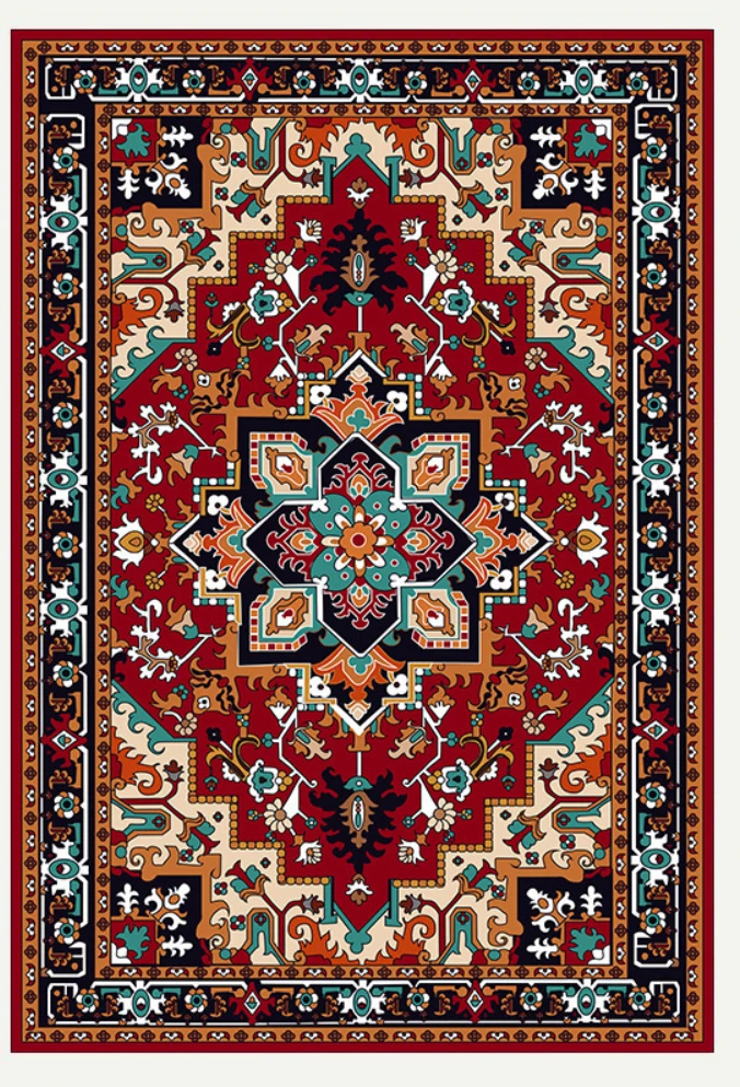 Home Toilet Bathroom Design - Red Turkish Vintage Design Carpet for