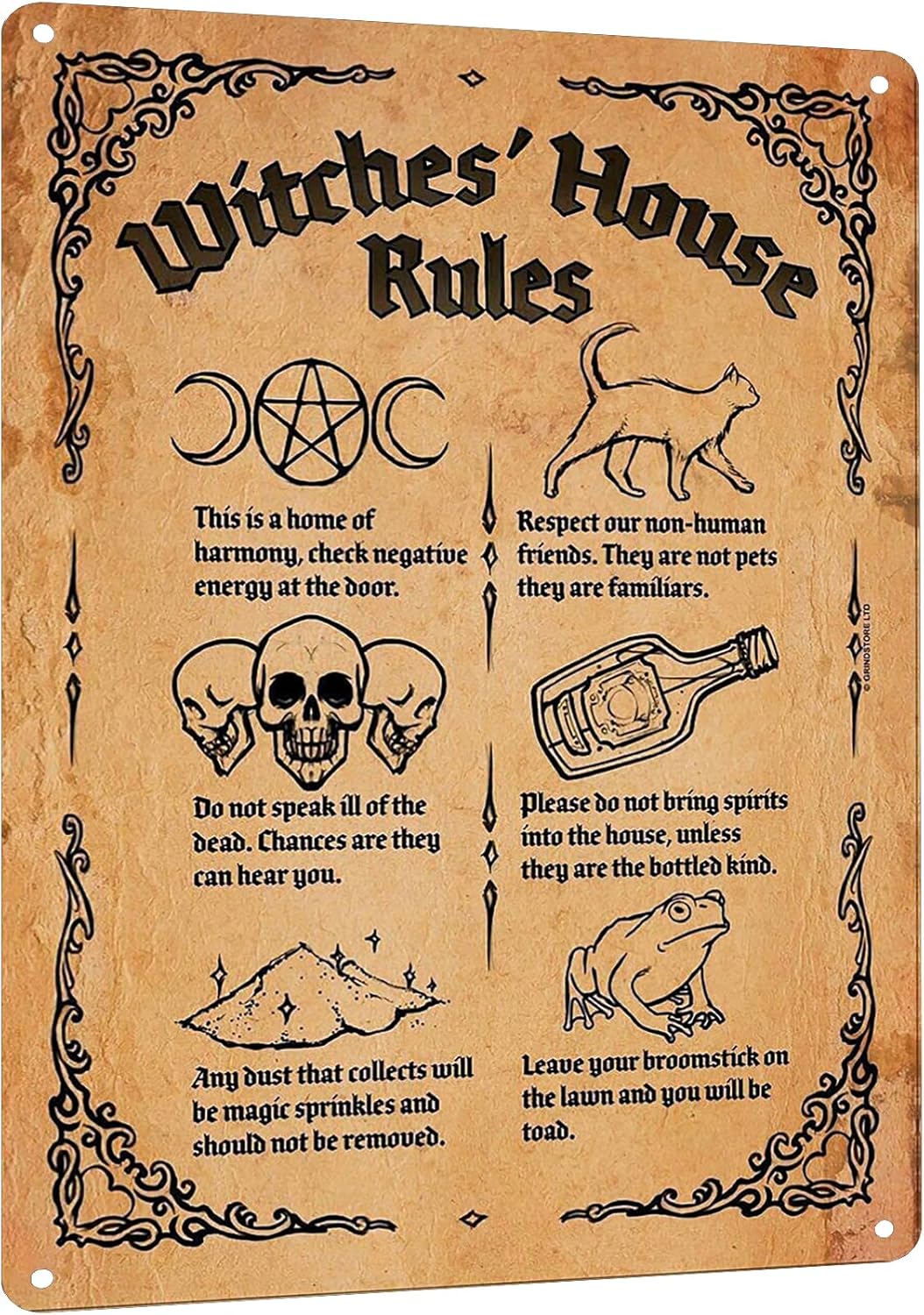 Home Bathroom Door - Y1, Witch;s House Rules Metal Tin
