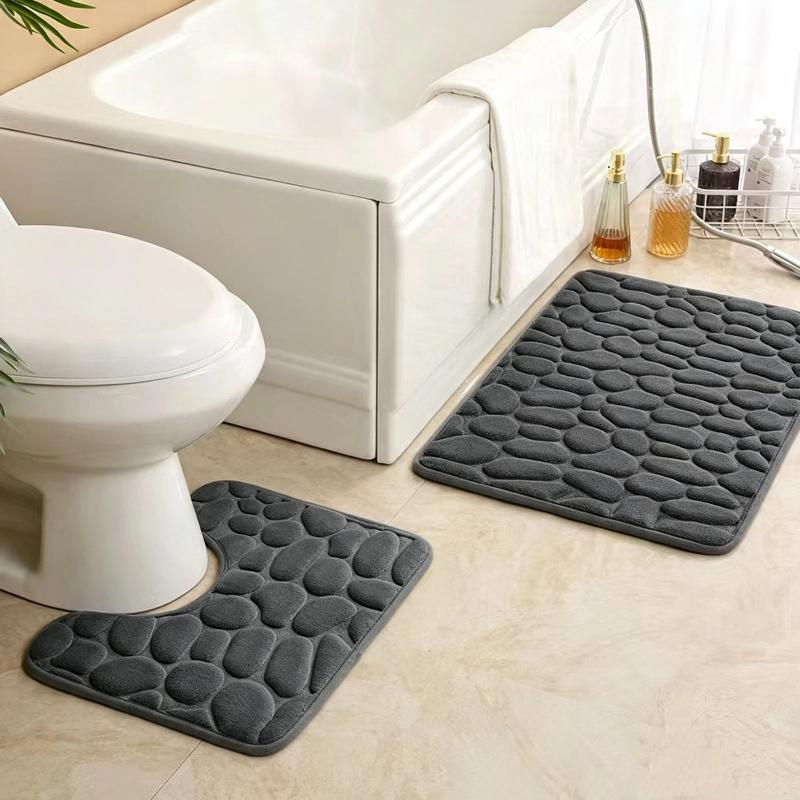 1/2 Piece Grey Bathroom Rug Se - огляд і ціна Home Toilet Bathroom Design