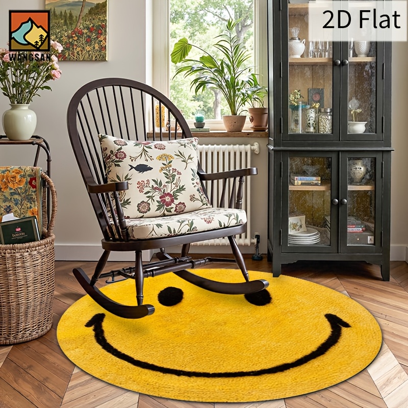 2D Round Flannel Rug Smiley Fa - огляд і ціна Home Bathroom Rugs
