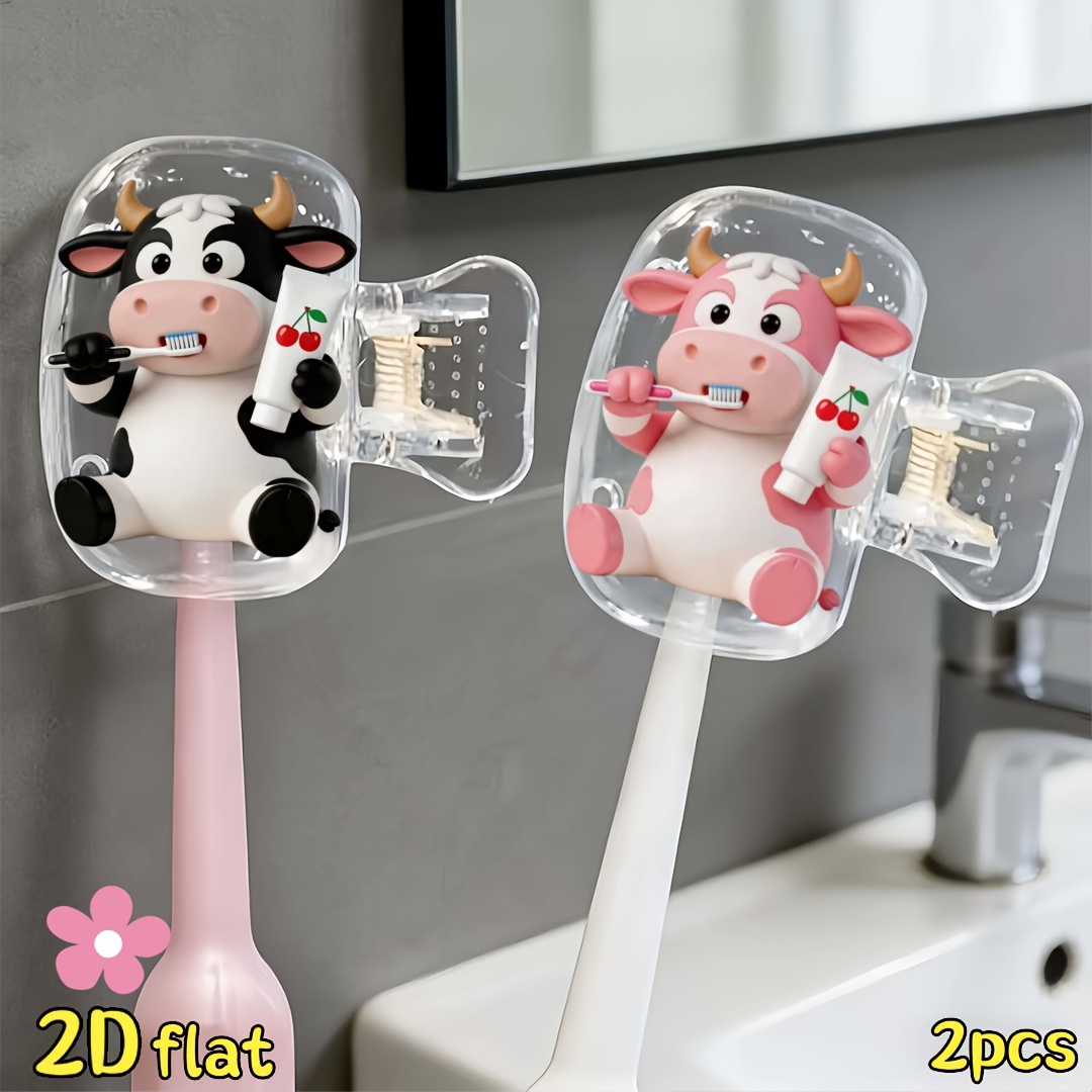 2pcs Cow Toothbrush Holder Tra - огляд і ціна Home Bathroom Essentials