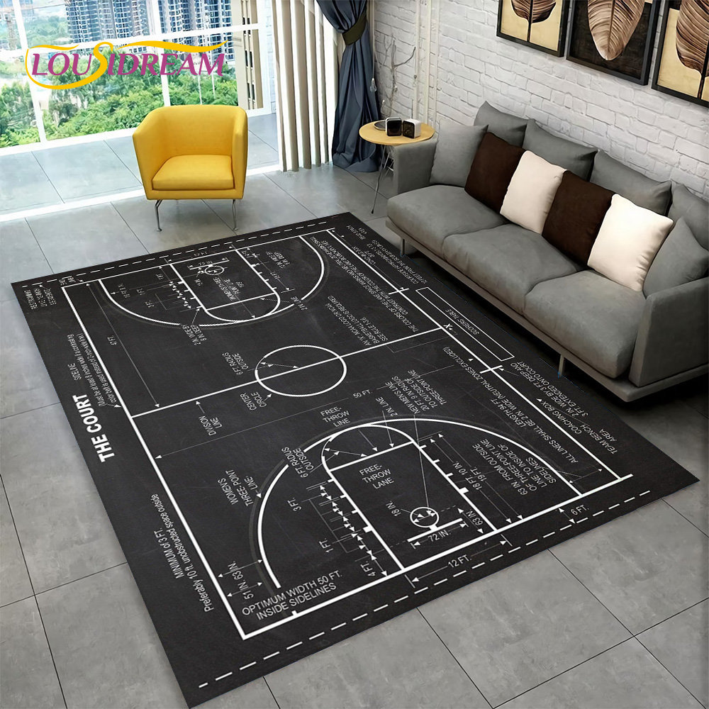 3D Basketball Cour Cartoon Are - огляд і ціна Home Bathroom Rugs