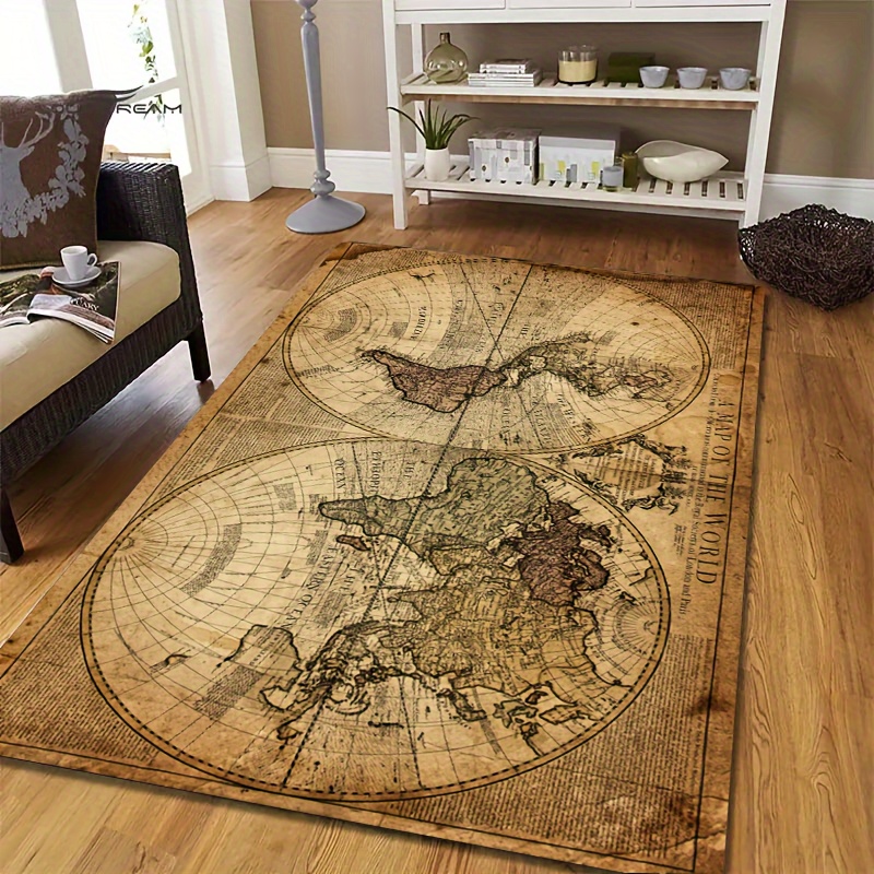Vintage Map Design Non-Slip Fl - огляд і ціна Home Toilet Bathroom Design