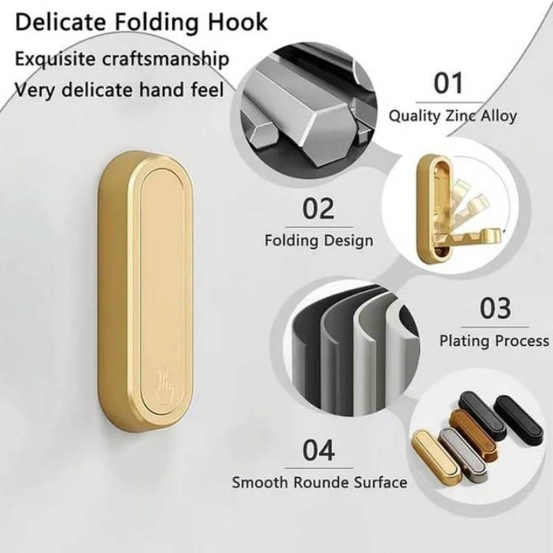 1-3pc Folding Wall Hook Concea - огляд і ціна Home Bathroom Door